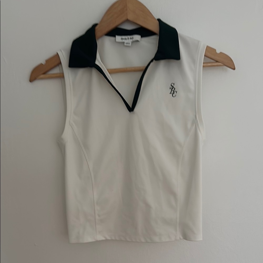 Sporty and RichSleeveless Polo Crop Top